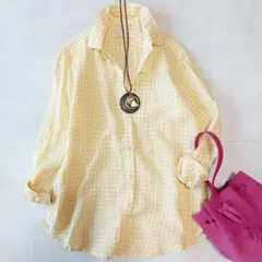 Oggi掲載【23区】LIBECO 麻100% スキッパーシャツ イエロー 38 Oggi掲載【23区】LIBECO 麻100% スキッパーシャツ イエロー 38