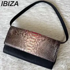 美品】イビサ ダイヤモンドパイソン ワンショルダーバッグ クラッチ 