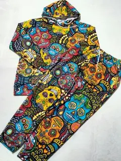 【超派手】メキシカンスカル　総柄　ジャージセットアップ　ドクロ　カラフル