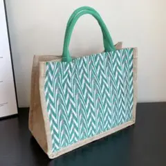 トートバッグ ジュート エコバッグ サブバッグ A4 麻 肩掛け グリーン 緑