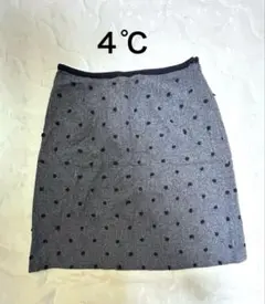 4℃・ドット柄 グレー タイトミニスカート