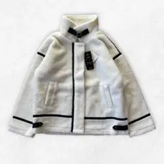 【新品未使用】 ボアブルゾン タグ付き ホワイト Lサイズ