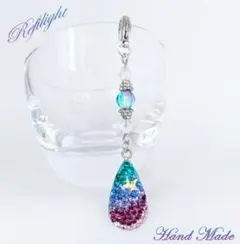 スワロフスキー 星のしずくチャーム〈クリスタルオーロラ色の星〉