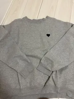 グレー ハート刺繍 長袖スウェット