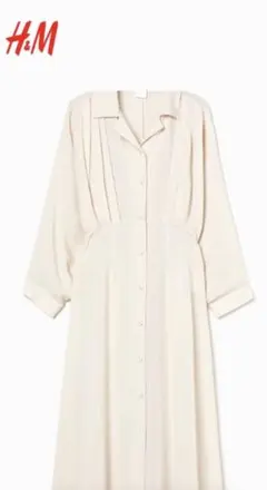 H&Mロングワンピース【ビスコースシャツドレス】ライトベィジュ　(S)サイズ