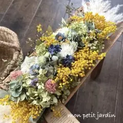 14 ✽*ボタニカルなドライフラワーガーランド✽*横長スワッグ58cm ✽*