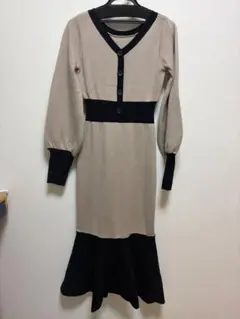 バイカラーマーメイドKnit OP rienda リエンダ ワンピース ベージュ