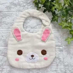 ベビー　スタイ　ハンドメイド　動物　リバーシブル　うさぎ　①