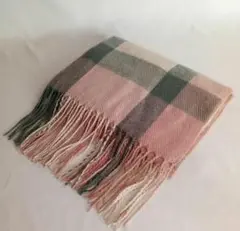 ☆新品・未使用☆ チェック柄マフラー ピンク グレー