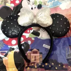 ディズニー キルティングミニー 黒とシルバー カチューシャ