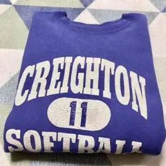 90s Championブルー系三段 リバースウィーブ刺繍タグ XL USA製