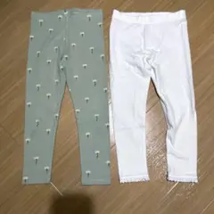 ネクスト　レギンスパンツ　ホワイト　グリーン×花柄　110cm