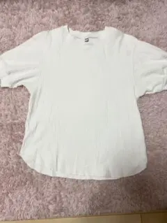 ユニクロ ワッフルクルーネックT ホワイト Sサイズ Tシャツ　ワッフル生地