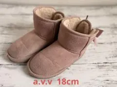 avv リボン付きファーブーツ ピンク　18cm