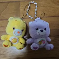 ケアベア ぬいぐるみストラップ　マスコット 薄紫 黄色