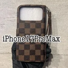 iPhone17ProMax チェック柄手帳型ケース　ブラウン　茶色のサムネイル