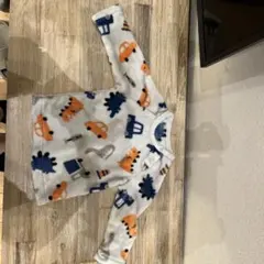 フリース 車と恐竜柄 トップスとパンツセット