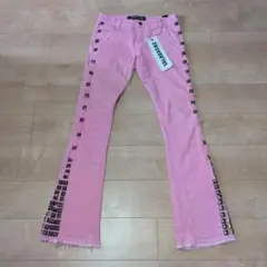 バラバサスVALABASAS スキニーフレアデニム ピンク クラッシュ 新品30