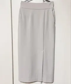 GLOBAL WORK スゴラクストレッチ Iラインスリットスカート グレージュ