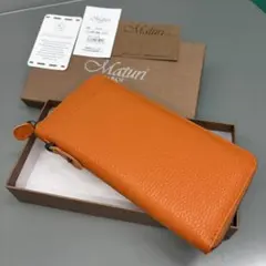 セール❗️マトゥーリ イタリアンレザーパステルカラーラウンド 長財布 