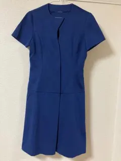 昭和レトロ！ネイビー 半袖 ひざ丈ワンピース
