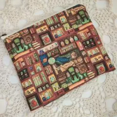 ハンドメイド　ファスナーポーチ　空想街雑貨店の生地使用　理科少年の部屋