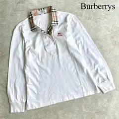 Burberrys コットン100% ノバチェック ロゴ刺繍 長袖 ポロシャツ