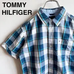 未使用級✨TOMMY HILFIGER 半袖シャツ ブルー チェック M相当 夏のサムネイル