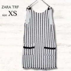 ZARATRF ノースリーブワンピース XS ツイード チュニック ストライプ