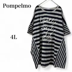 【ポンペルモ】 トップス Tシャツ カットソー チュニック 半袖 綿混 4L