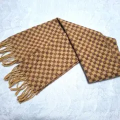 即購入OK⭐ブラウン 格子柄 マフラー フリンジ付き