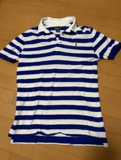 Polo by Ralph Lauren 青白ストライプ ポロシャツ XL
