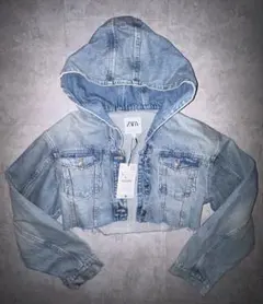新品未使用品　ZARA ザラ　フード付き　クロップド　ジージャン