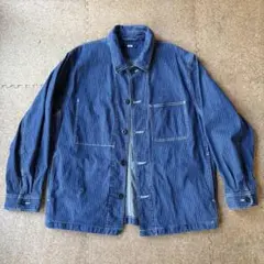 希少なXL【UNIQLOユニクロ・ストライプカバーオール】青×白