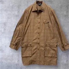 【Topysトピィーズ】美品　ステンカラーコート　チェック柄　ブラウン　F