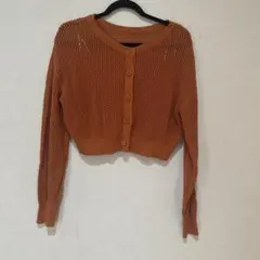 オレンジ クロップド メッシュカーディガン