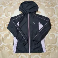 Puma フード付きナイロンジャケット 黒/ピンク