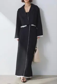 esica セットアップ へザーエステルショートジャケット+スカート エシカ