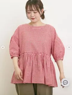 サマンサモスモス ギンガムギャザーブラウス