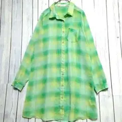 ローリーズファーム シアーチェックシャツ M グリーン 春夏 羽織り
