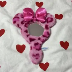 ディズニー ミニーマウス ヒョウ柄ミラー キーチェーン 手鏡