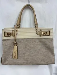 美品 フェラガモ ガンチーニ キャンバス 2wayトートバッグ