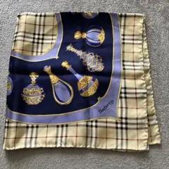 BURBERRYS バーバリー シルクスカーフ 約58cm×58cm ネイビー - メルカリ
