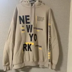 NEW YORK ロゴプリント パーカー ベージュ