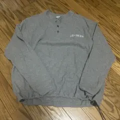 グレー ワッフル ヘンリーネック スウェット