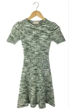 お値下げ★エイミーイストワール　ハーフスリーブフレアーツイードニットワンピース