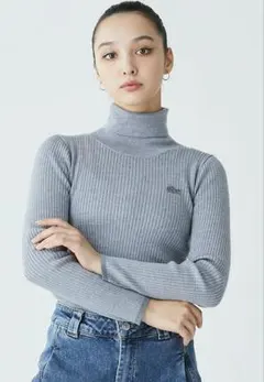 Lacoste グレー タートルネックセーター［36-M］