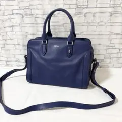 美品✨アレキサンダーマックイーン・2wayバッグ レザー 無地 濃いブルー系のサムネイル