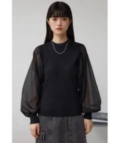 【送料込み】AZUL BY MOUSSY『袖シアー長袖リブトップス』