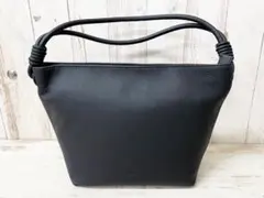 BARCOS 本革 ソフトシュリンクレザー ハンドルデザイン ホーボーバッグ 黒